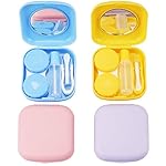 4PCS Contact Lens Case, Colorful Contact Lens Box Holder Container, Outdoor Mini Contact Lens Soak Storage Kit With Mirror For Travel&Home (Yellow, Pink, Blue Purple)