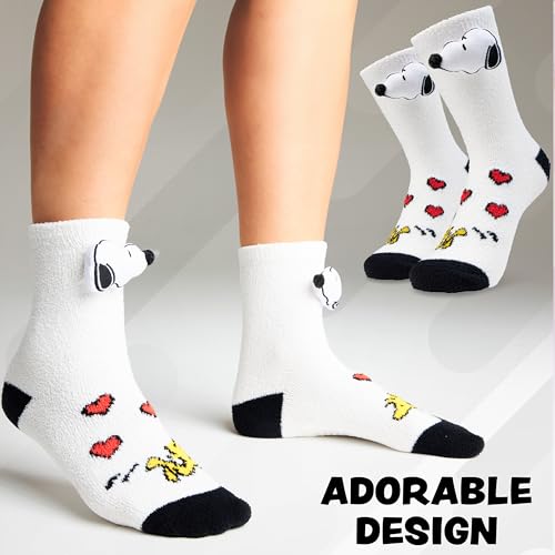 Peanuts Snoopy Womens Fluffy Slipper Socks, Non-Slip Socks - Gift for Her2
