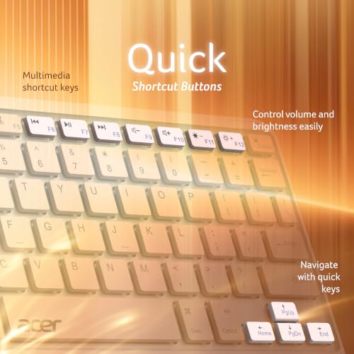 Image of Acer Nano Pad Touch Wireless Keyboard with Built-in Touchpad | Bluetooth Multi-Device Support | 280mAh Rechargeable Battery | Ultra-Slim Portable Design for Windows, Android, iOS & Mac | Peach