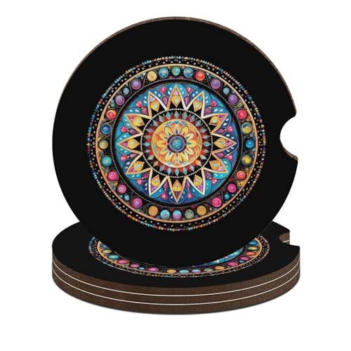 Juego 4 Portavasos para Auto Diseño Mandala Universal miniatura 1