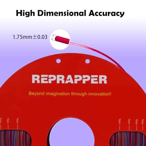 Image of Reprapper Triple Color Filament Coextrusion PLA Filament 1.75mm for 3D Printer, Multicolor Like Dual Color Rainbow PLA, 2.2lbs (1kg), Silk PLA Red /Gold /Blue
