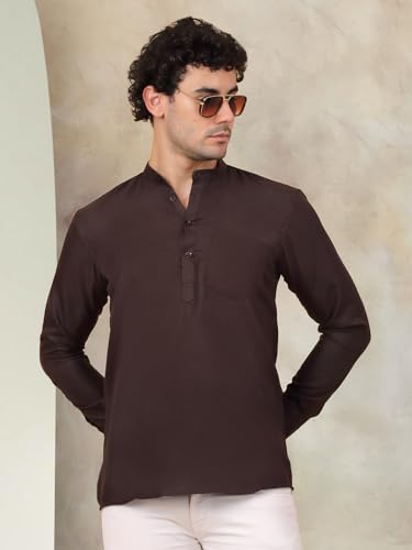 Image of Jompers Men's Cotton Regular Fit Solid Short Kurta