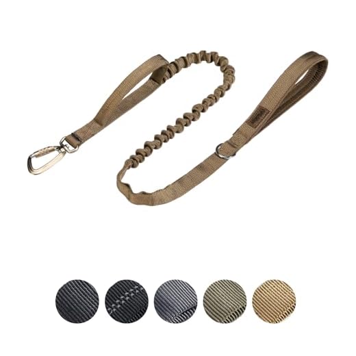 EXCELLENT ELITE SPANKER Hundeleinen Military Leash Dog Tactical Bungee Dog Leash Tactical Dog Leash Elastic Dog Rope Leads with 2 Control Handle (Braun)
