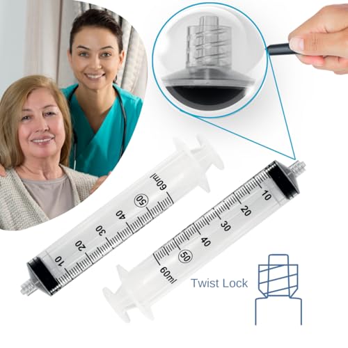 Image of ONE-CARE 60ml /cc Luer-Lock Syringe, 60 /bx Blister-Packed | Safe Backstop, Precise Dosing, Accurate Graduation, High-Transparency Barrel, Silicone-Lubricated Plunger