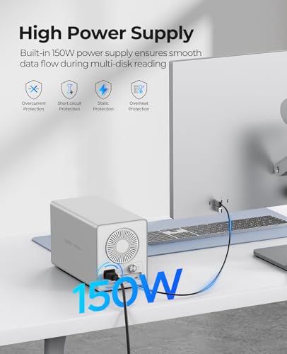 ORICO Daisy Chain 4 Bay Hard Drive Enclosure USB 3.2 Gen 2 Aluminum Das Enclosure Support 22TB and Expansion Max Up to 264TB for 3.5-inchs HDD -9948C3 - Image 7