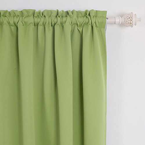Image of Deconovo Solid Rod Pocket Blackout Window Curtain for Living Room, 52W x 84L Inch, Nile Green