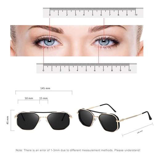 Image of Vintage Steampunk Sunglasses for Men & Women - Retro Hexagonal Metal Frame Gothic Glasses with UV400 Protection - Non-Polarized Fashion Eyewear