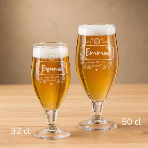 Miniatura 3 de Wanapix Copa De Cerveza Personalizada 32 Cl. Vaso De Cerveza Con Nombre, Edad Y Fecha Nacimiento Copas Ecológicas Libres De Plomo Regalo Original Para Cerveceros Cumpleaños