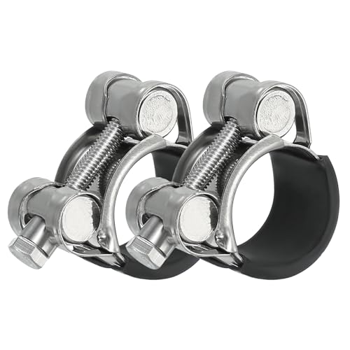 PATIKIL 23-25mm T-Bolt Hose Clamp, 2 Pack Rubber Cushioned Intake Intercooler Pipe Tube Clamps 304 Stainless Steel Radiator Hose Clamp for 0.91"-0.98" Pipe