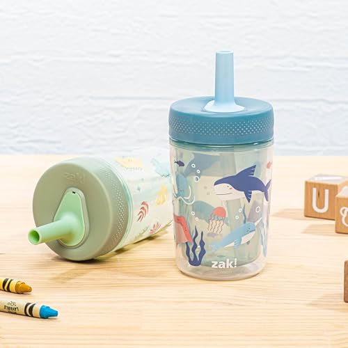 Image of Zak Designs Dino and Bubble Bay Capri 9oz Leak-Proof Toddler Cups, 2-Pack