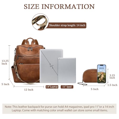 Image of AGLOD Leather Backpack Purse for Women Designer Ladies Shoulder Bag Fashion Faux Work Travel Handbags