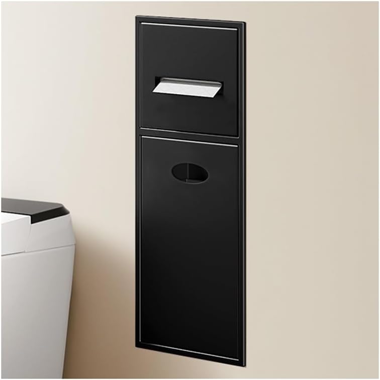 タイルなしシャワーニッチ、ゴミ箱付き埋め込み式ステンレススチール製壁ニッチ、バスルーム収納用2段防水オーガナイザー棚、ブラック-52