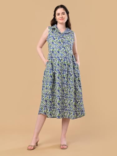 Image of The Mom Store Maternity and Nursing Sleeveless Dress for Women | Casual Dress | Pre and Post Pregnancy Wear | Printed Stylish Dress for New Mom | Trendy Dresses for Women's