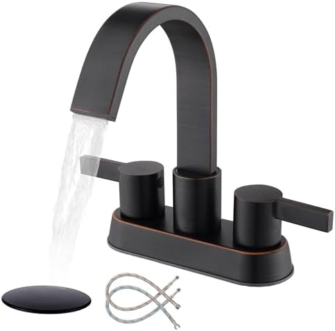 Oil Rubbed Bronze Bathroom Faucet 3 Hole, Senhozi 4 Inch Centerset ...