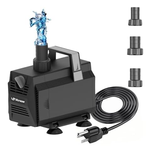 VCRAZE Submersible Water Pump 1200GPH/70W Fountain Pumps with Flow Control, Pond Pump Submersible Outdoor with 10ft 3-Core Power cable for Hydroponics, Aquarium, Waterfall, Statuary, Water feature Cover