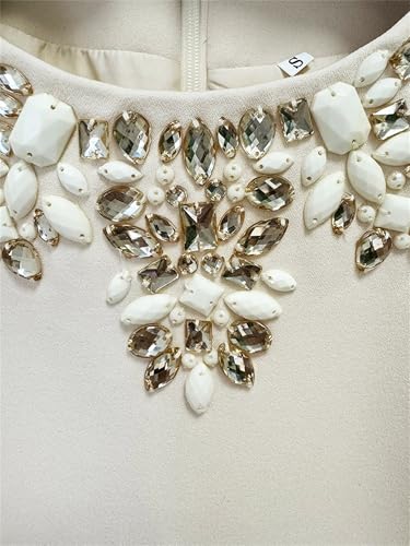 Women's Fashion Designer Dresses Long Sleeve Stunning Rhinestone Diamonds Beaded Dress3