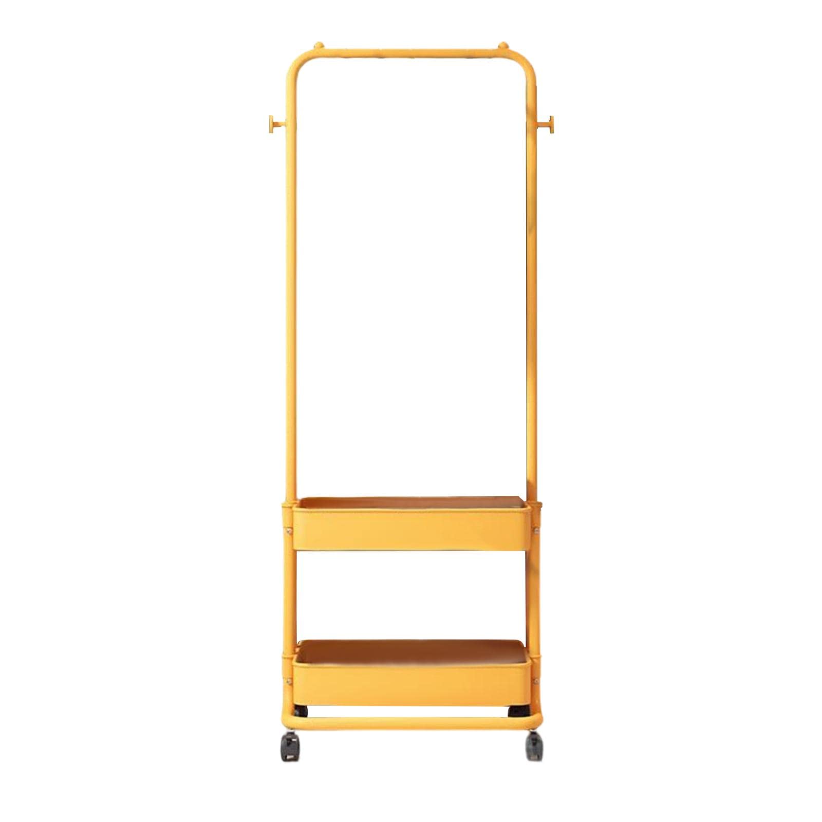 LOVIVER Multipurpose Clothing Rack with Wheels, Small Wardrobe Rack on Wheels for Entryway, Yellow