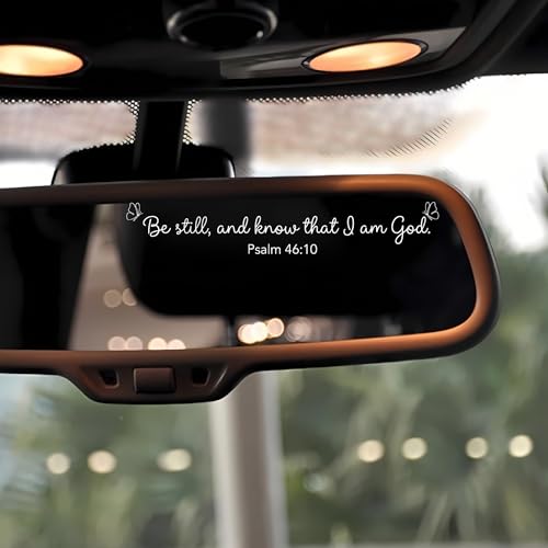 Image of 2 Pcs Christian Car Accessories, Religious Stickers - Be Still and Know Psalm 46:10 Rear View Mirror Decal, UV DTF Transfer Christian Car Decals, Waterproof