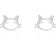 Tiny Cat Stud Earrings S925 Sterling Silver Minimalist Cute Animal Pet Small Cartilage Earring Studs Posts Ear Piercing Christmas Jewelry Hypoallergenic for Women
