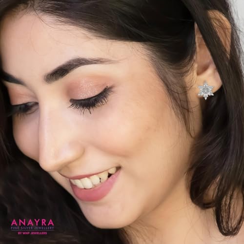 Image of 925 Sterling Silver Stud Earrings for Women | Cubic Zirconia Solitaire Ear Studs | Lightweight Hypoallergenic Anti-Tarnish Daily Wear Jewellery | Gift for Girls, Wife, Girlfriend, Mother, Sister | Birthday, Anniversary, Rakhi