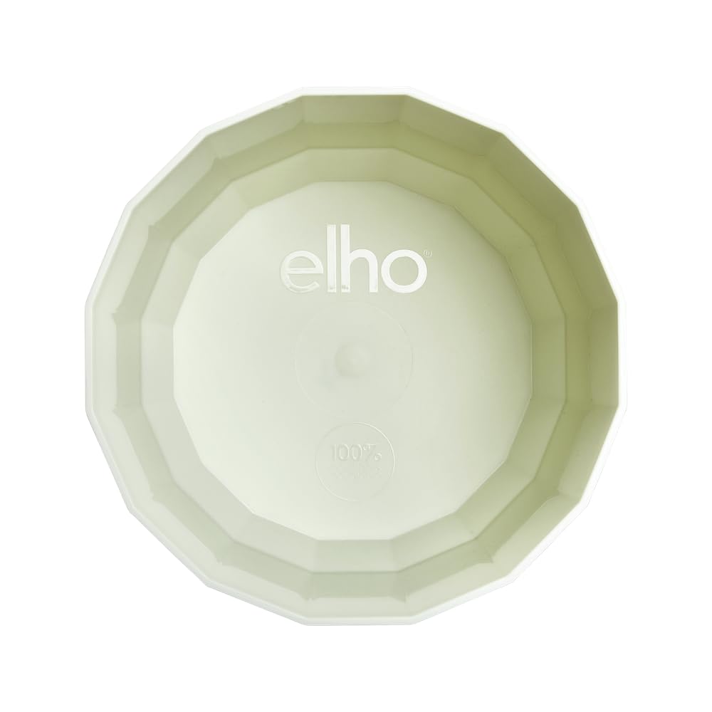 Elho Facet Round 26cm - Vaso per Interno - 100% Plastica Riciclata - Ø 25.9 x H 23.3 cm - Verde/Tea Green