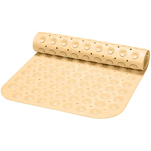 Image of TurtleGrip Anti-Skid Shower Mat, 88x58 cm Accu-Pebble (Cream), Anti-Slip Extra Large Bathtub Mat with Suction Cups, Machine Washable Bathroom Mats with Drain Holes