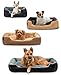 lionto Hundebett mit Wendekissen und Rutschfester Unterseite, Robustes Heimtierkissen mit tiefem Einstieg für Hunde und Katzen jeden Alters, 90x70 cm, kuscheliges Hundekissen, schwarz/grau