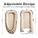 Baby Lounger, Baby Nest Cover for Baby, Reversible & Breathable Cotton, Adjustable Baby Floor Seat for Tummy Time, Portable Infant Lounger, Essentials for Newborns (Beige)
