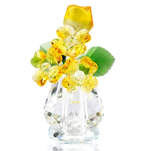 Image of Arikyrist Crystal Yellow Bouquet Figurine, Gifts for Women Flower Ornaments