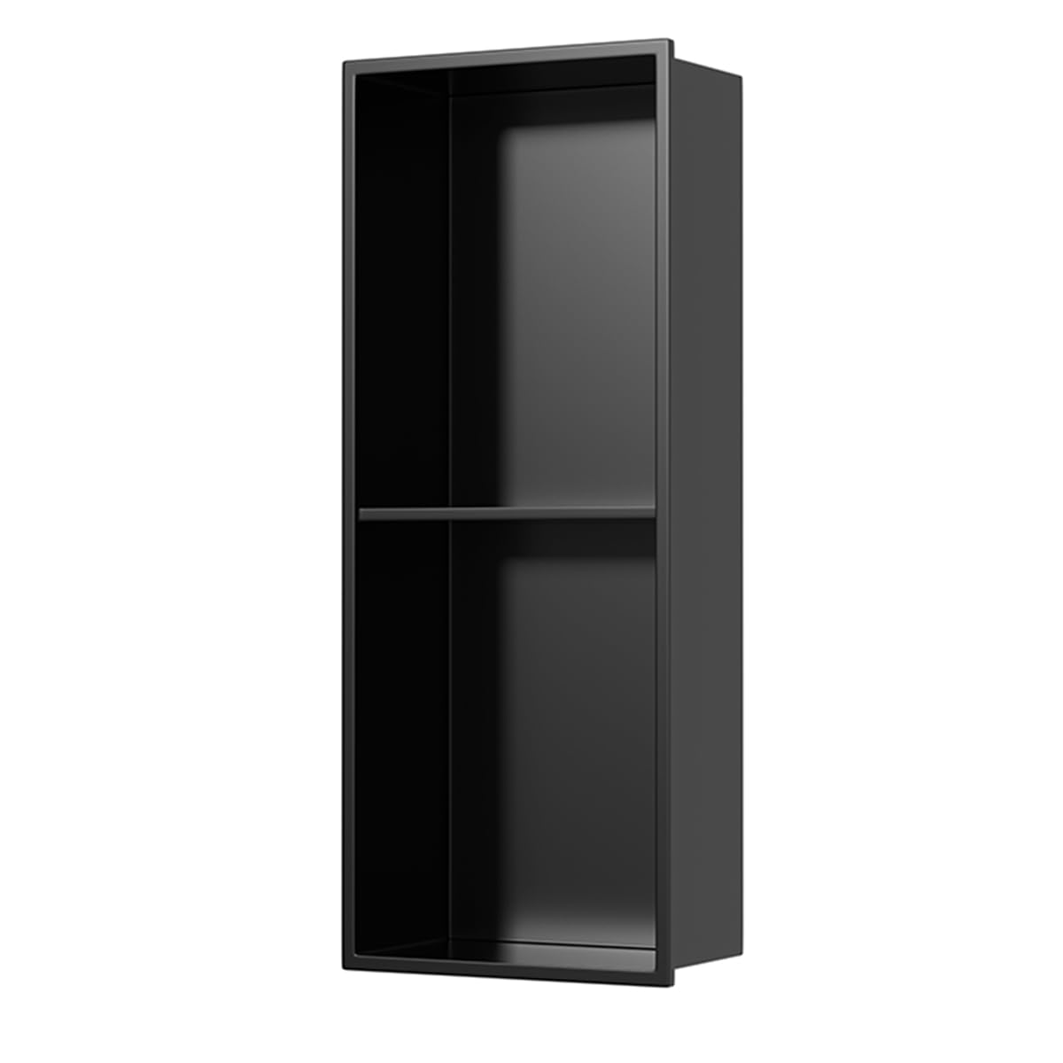 Moderno ripiano da incasso da parete in acciaio inox con finitura spazzolata per soluzioni di archiviazione eleganti