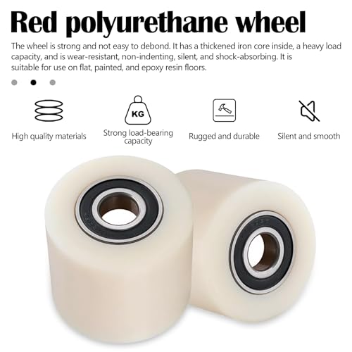 4 Stück Hubwagenrollen Nylon 80 x 70mm, Achse 20mm Hubwagen Rollen mit Kugellager Hubwagenräder Hubwagenrollen Räder Rollen Belastbarkeit 1000kg für Hubwagen Transportwagen