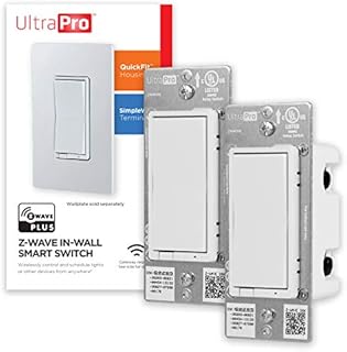 UltraPro Z-Wave Smart Rocker Light Switch with QuickFit and SimpleWire, 3-Way Ready, Works with Alexa, Google Assistant, ZWave Hub Required, Repeater/Range Extender, White Paddle Only, 2-Pack, 54890