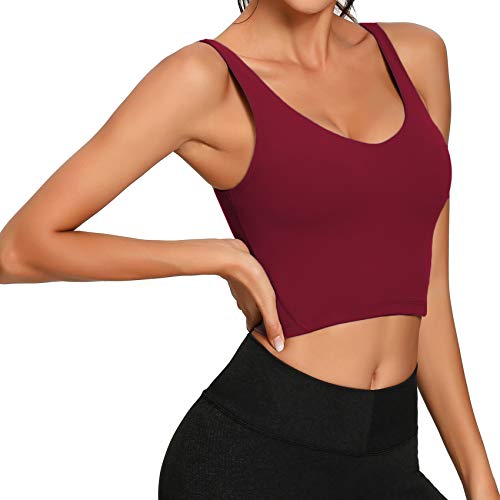 Image of Lemedy Women Sports Bra Longline Crop Tank Top | Medium Support, Padded, Yoga, Workout, Running, Removable Pads, Wide Straps, Extremely Soft, for Women