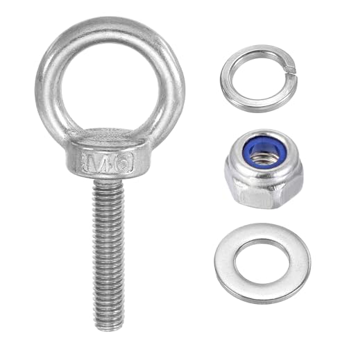 Rosca y anillo de elevación M6 PATIKIL perno de ojo inoxidable con tuercas y arandelas 5