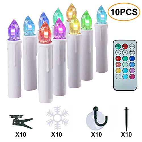 10PCS Window Candles Battery Operated Candles with Timer Remote 12 Colors LED Flameless