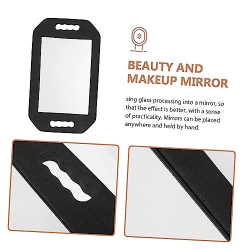 Miroir rectangulaire à main avec surface claire et mousse de protection noire