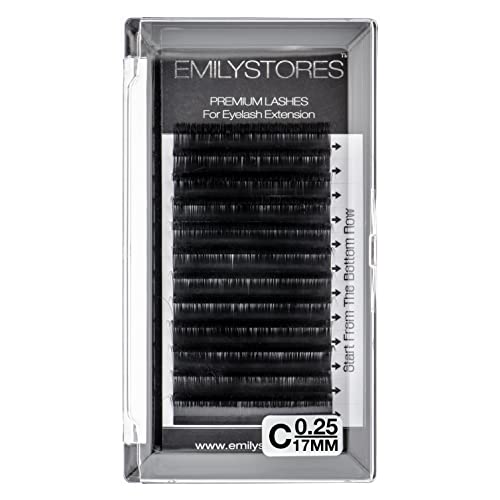 EMILYSTORES Eyelash Extensions 0.25mm C Curl 17mm Black Lash (0.25,C,17mm)