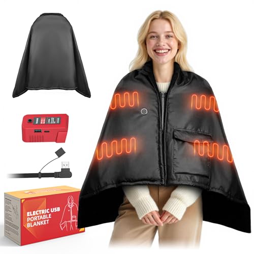 Cordless Heated Blanket Compatible with Milwaukee Battery,5S Rapid Heating,Waterproof Portable,60'x...