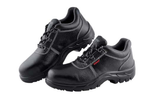 Image of Karam FS055 Black Leather Safety Shoes for Men | Single Density | Steel Toe | Antistatic, Antislip, Oil & Heat Resistant | Size-09