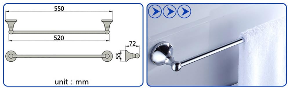 Juego de Accesorios de baño cromados, Barra de Toalla Doble cromada de latón, Estante para escobilla de baño, portarrollos de Papel WC para Juego de Accesorios de baño, Barra de Toalla Individual