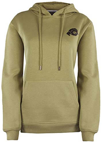 GUGGEN Mountain Sudadera con capucha para mujer con forro polar, con logotipo y capucha, verde oliva, L