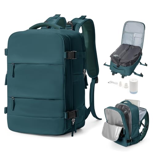 bergsalz Large Vacuum Backpack Travel With Pump,Laptop Backpacks For Women Men,Carry On Backpack,Personal Item Travel Bag, Peacock Blue, 22 L-Without Pump