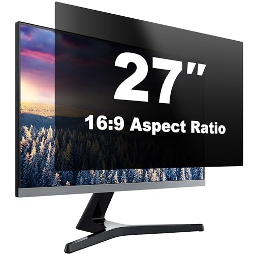 Computer Privacy Screen 27-inch 16:9, 1-Pack - 30° Clear View, Privacy Outside, Adhesive & Slide-On Install, Comprehensive Eye Care with Blue Light & UV Filter, Anti-Glare.