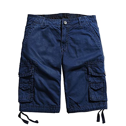OCHENTA Men's Cargo Shorts Loose Fit Casual Work with Multi Pockets #3231 Sapphire Blue 36 by OCHENTA - Used condition - Image 7