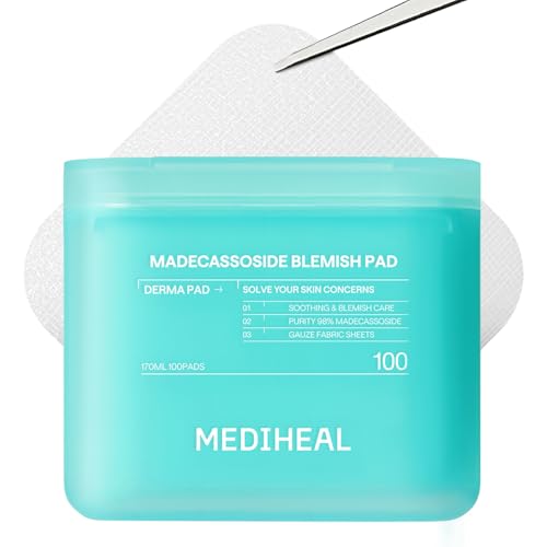 MEDIHEAL Toner Pads 100 Count - Madecassoside Blemish Care Toner Pad with Centella Asiatica - Improves Uneven Skin Tone & Deep Hydration - Vegan Hypoallergenic Face Gauze, Korean Skin Care