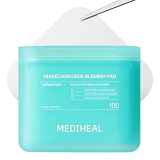 MEDIHEAL Madecassoside Blemish Pad - Square Cotton Facial Toner Pads with Centella Asiatica & Madecassoside – Anti Blemish to Improve Uneven Skin Tone - Vegan Face Gauze Pads, 100