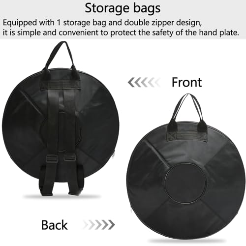 Tambor Handpan de acero de 56 cm de diámetro, 10 notas en Re menor, 440Hz, con funda, baquetas y soporte miniatura 5
