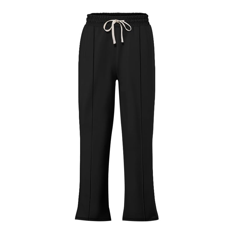 ZOCANIA Mens Casual Pants Men Knitted Wide Leg Striped Elastics Waist Straight Leg Trousers Men's Pant with Pockets4