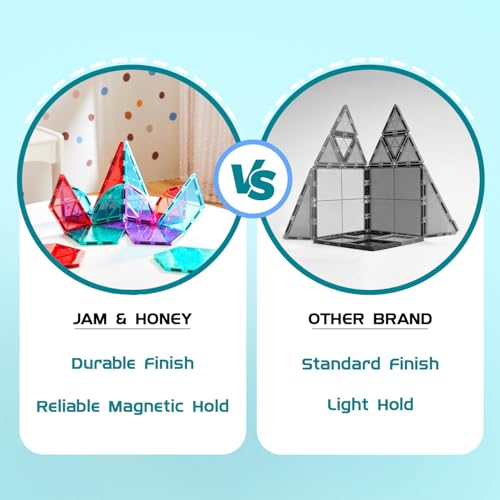 Image of Amazon Brand - Jam & Honey Magnetic Tiles Building Blocks Add-On for Kids 3+ Years - 16 pcs | STEM Learning Educational Toy | Creative & Constructive Play | Brain Development Toy | Creative Boost Pack | Multicolour
