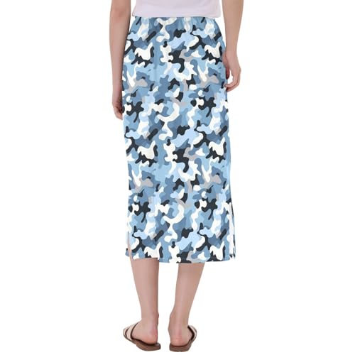 Women's Trendy Stretch Midi Slip Skirt Work Skirt with Slit3